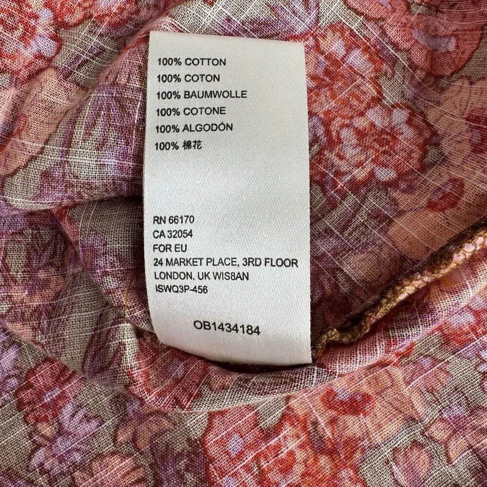 Free People Wild Gardenia Blouse XS Earth Combo Button Up Floral Retail $138